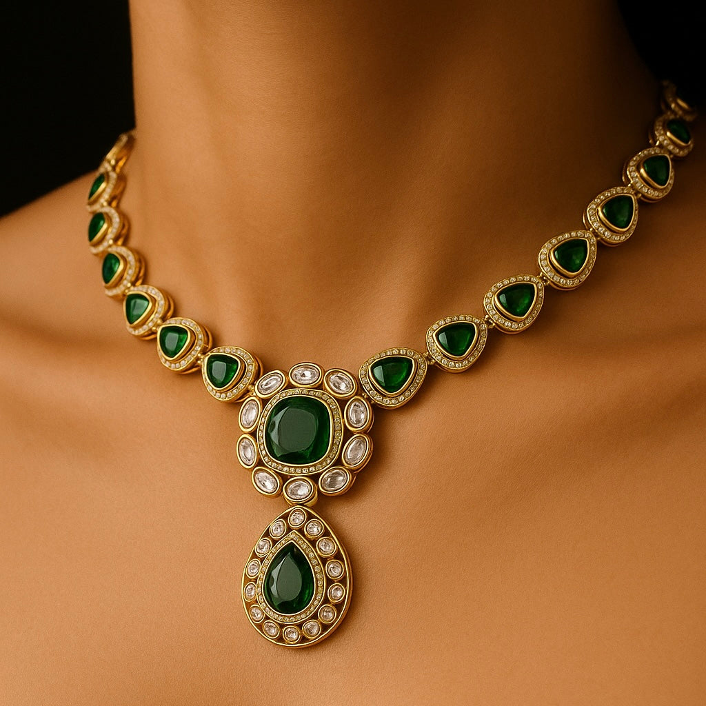 Green Stone Necklace Set