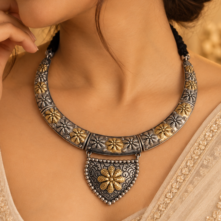 Dual Tone Necklace Set