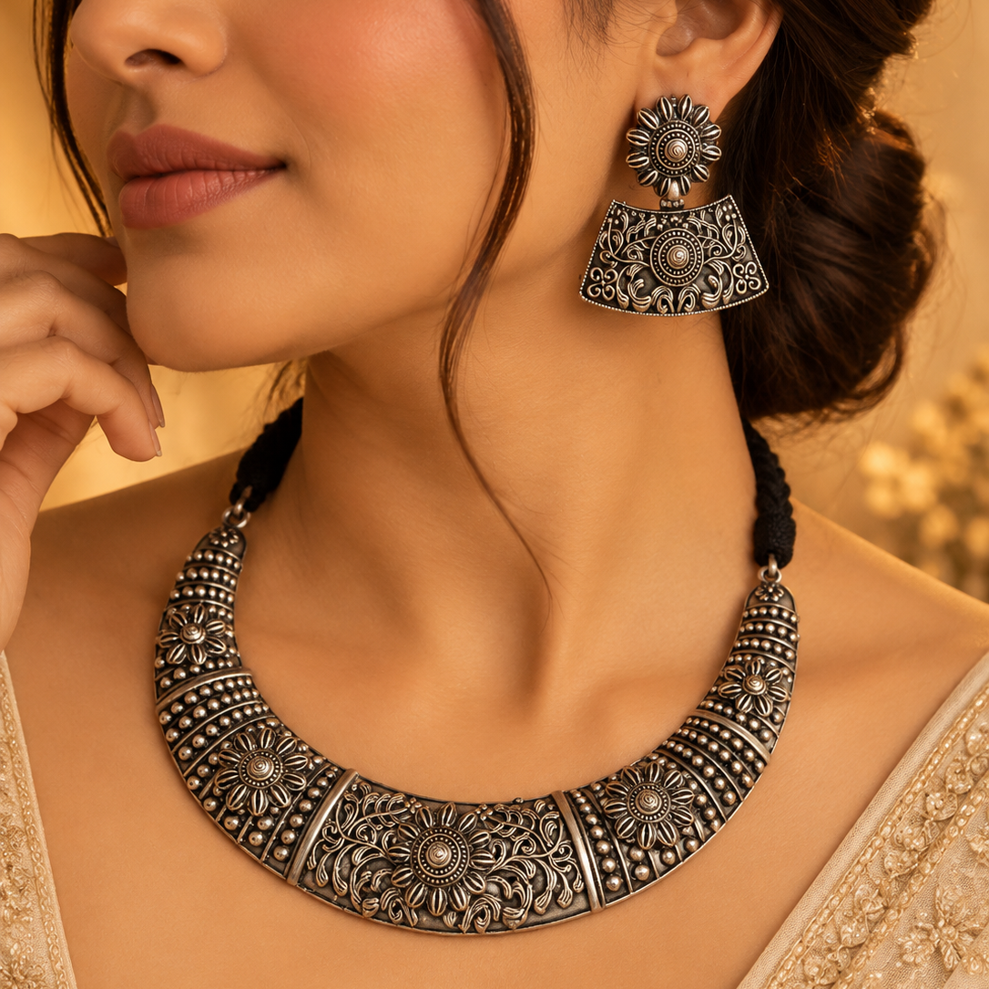 Dual Tone Necklace Set