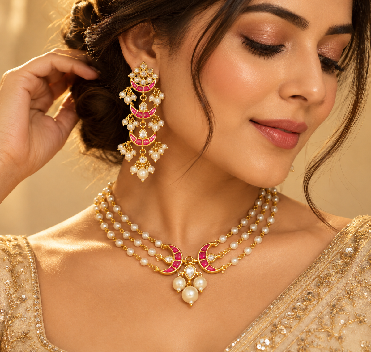 Prachi kundan Choker Pearl Necklace