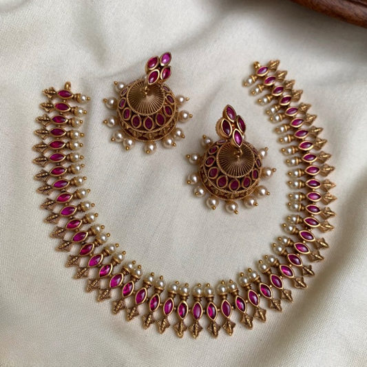 Gold & Pearl Necklace Set