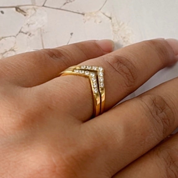 AD Studded V Shaped Ring