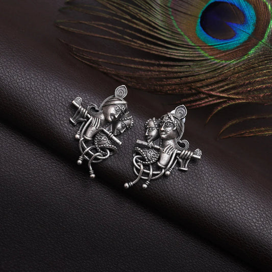 Radha Krishna Oxidised Earrings