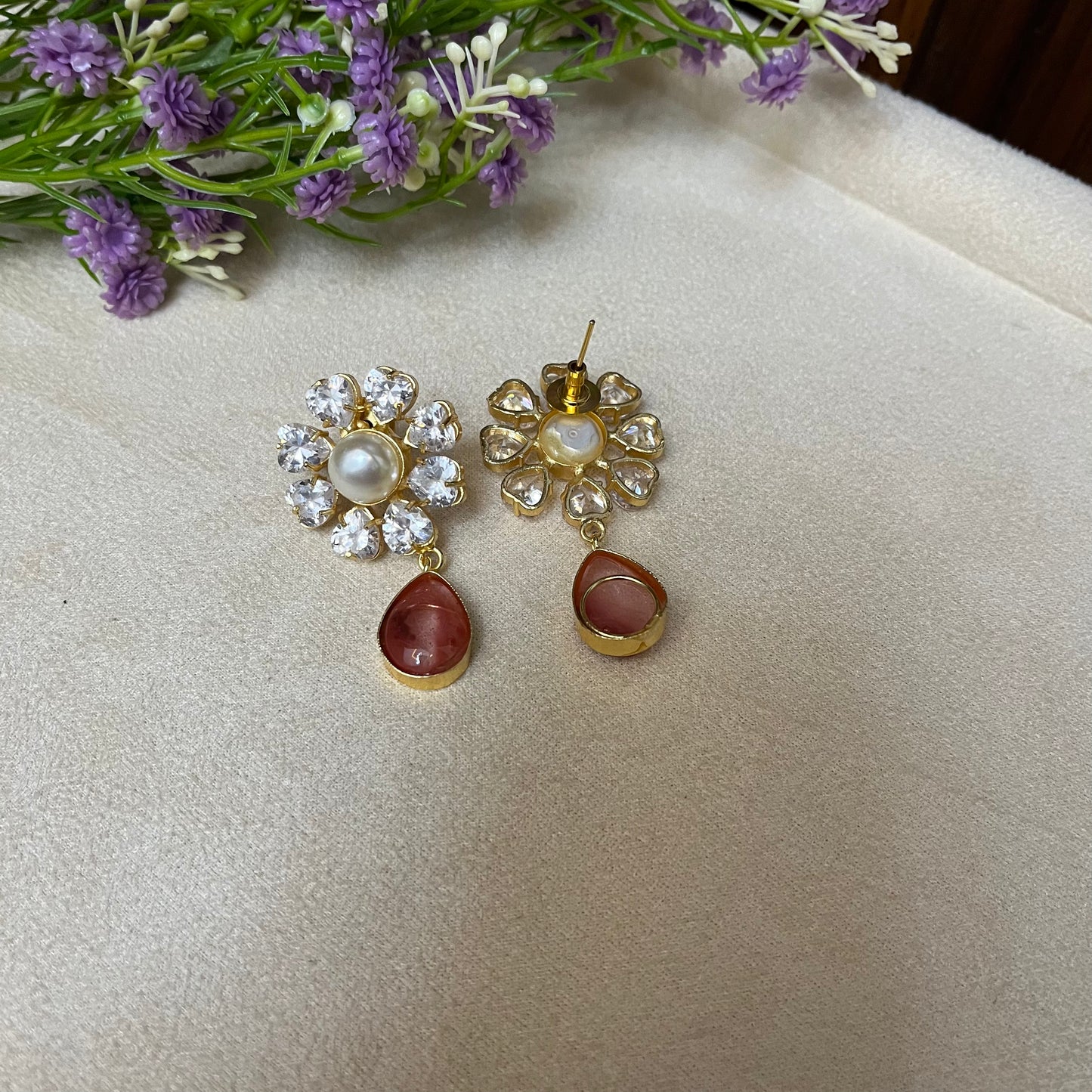 Natural Stone Diamond Earrings