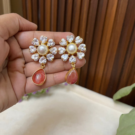 Natural Stone Diamond Earrings