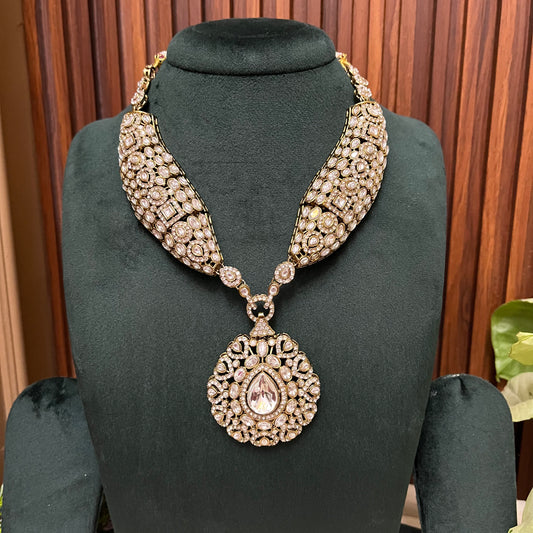 White Kundan Zircon Necklace Set