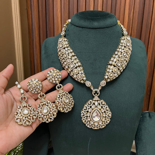 White Kundan Zircon Necklace Set