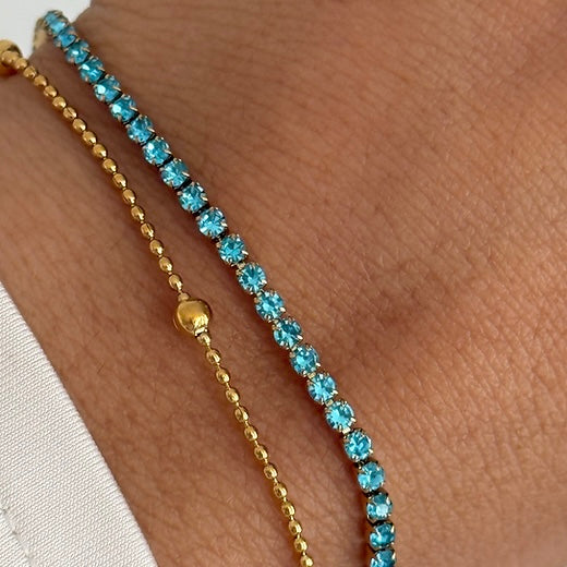 Blue Tennis Chain Bracelet