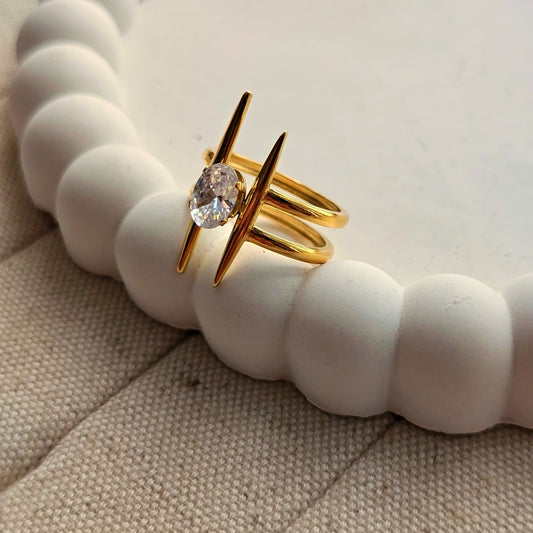 Gold Solitaire Statement Ring