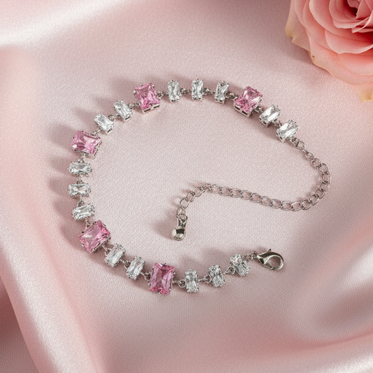 Rectangle Shaped Stone Chain Bracelet
