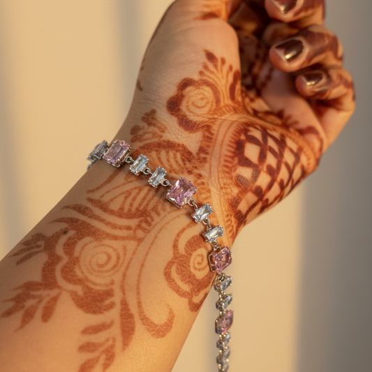 Rectangle Shaped Stone Chain Bracelet
