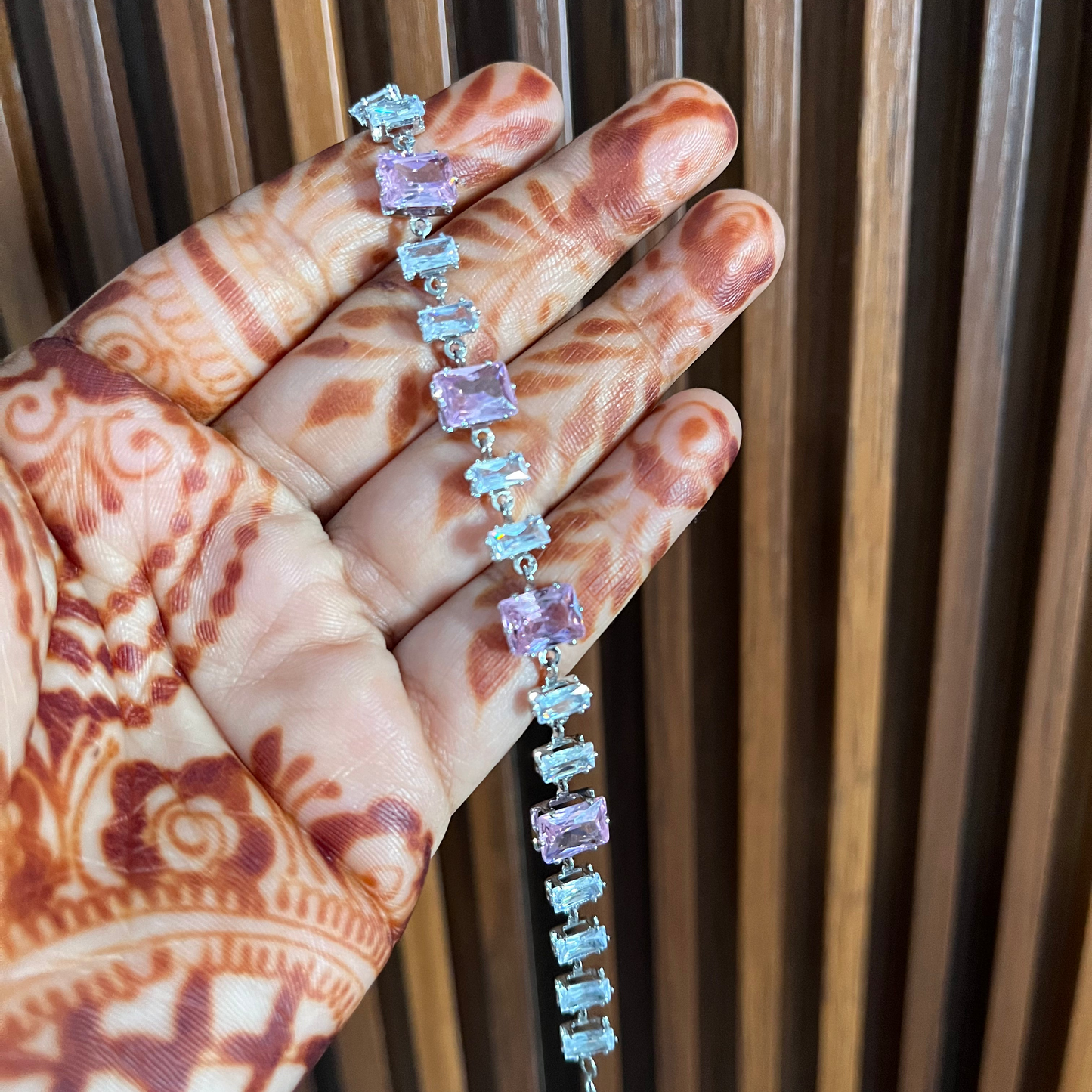 Rectangle Shaped Stone Chain Bracelet