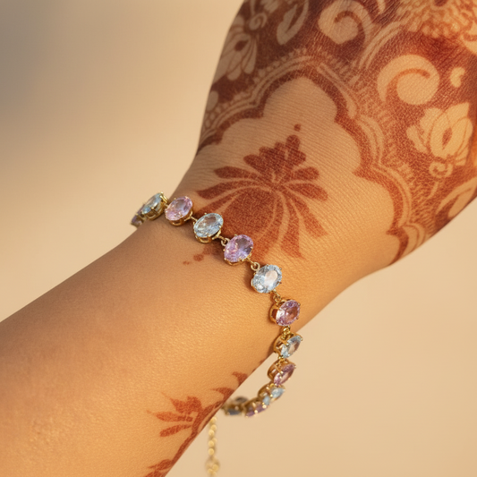 Gold Polish Stone Chain Bracelet