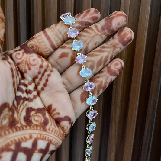Gold Polish Stone Chain Bracelet