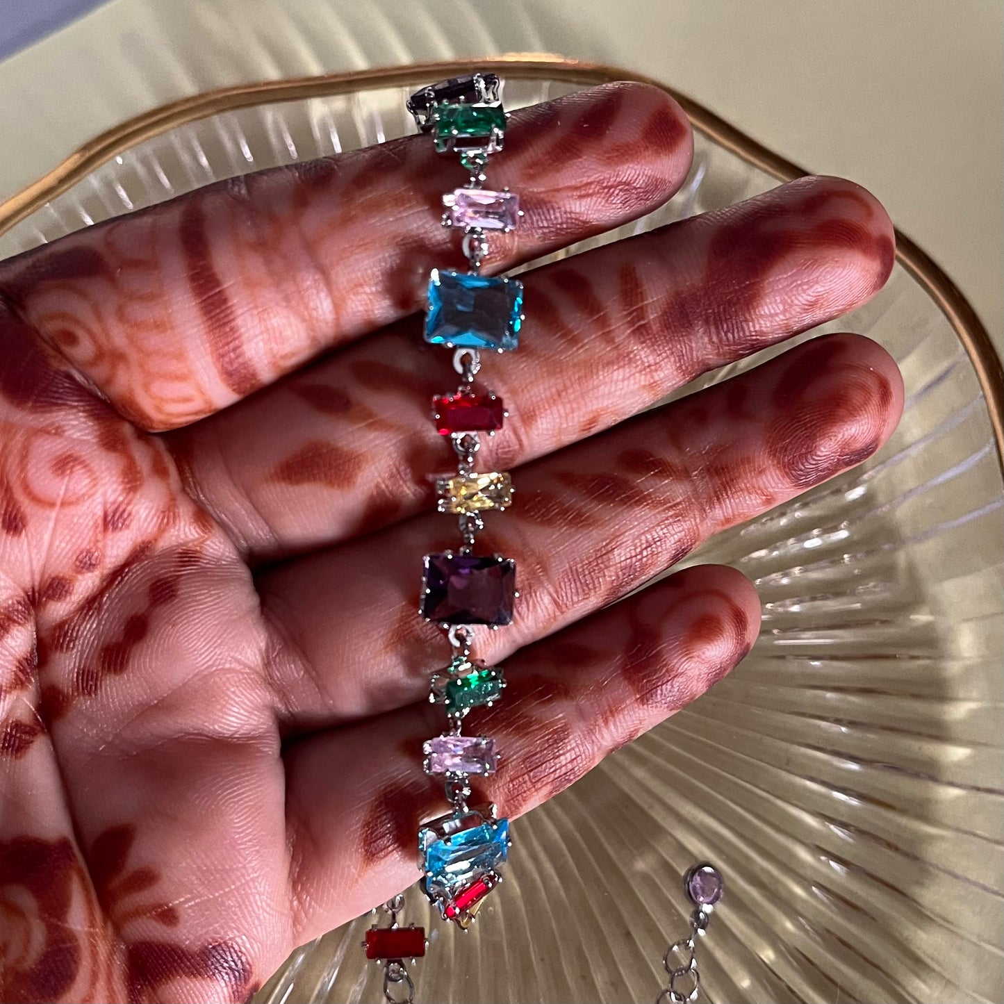 Multicolor Stone Chain Bracelet