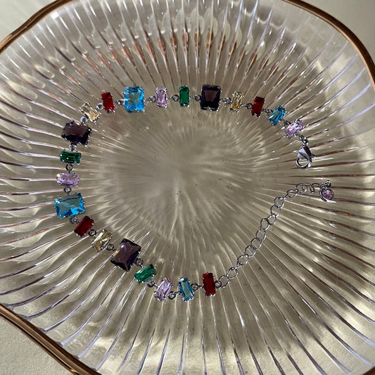 Multicolor Stone Chain Bracelet
