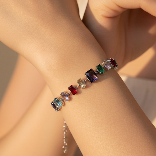 Multicolor Stone Chain Bracelet