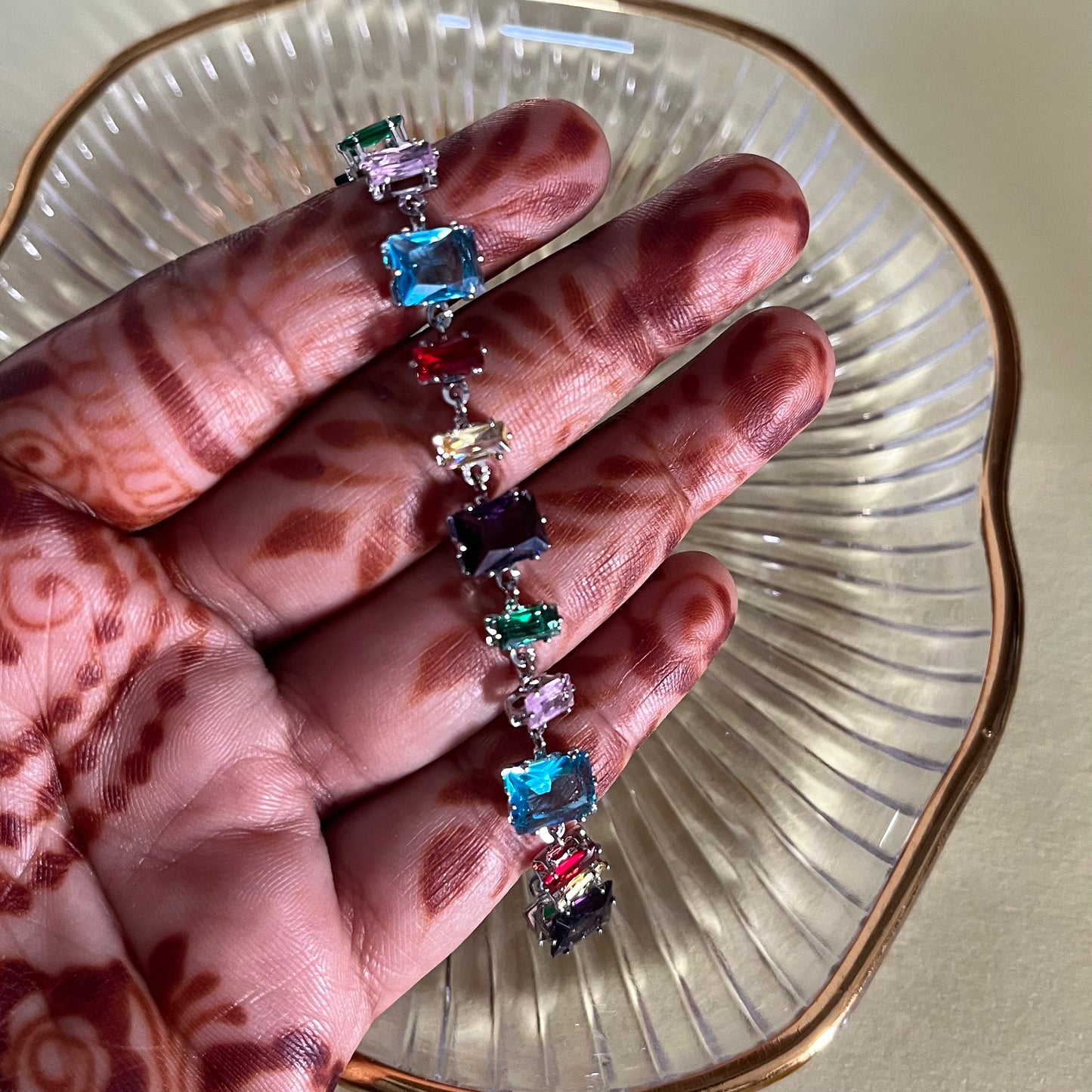Multicolor Stone Chain Bracelet