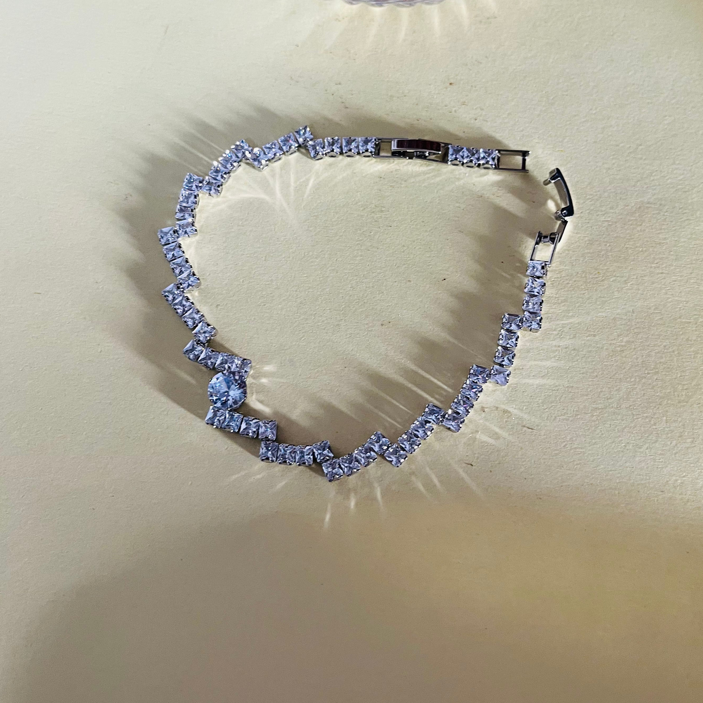 White Solitaire Chain Bracelet