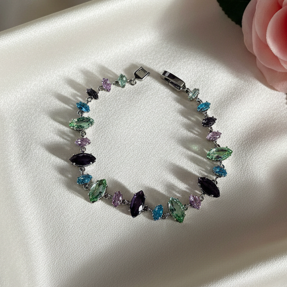 Multicolor Stone Chain Bracelet