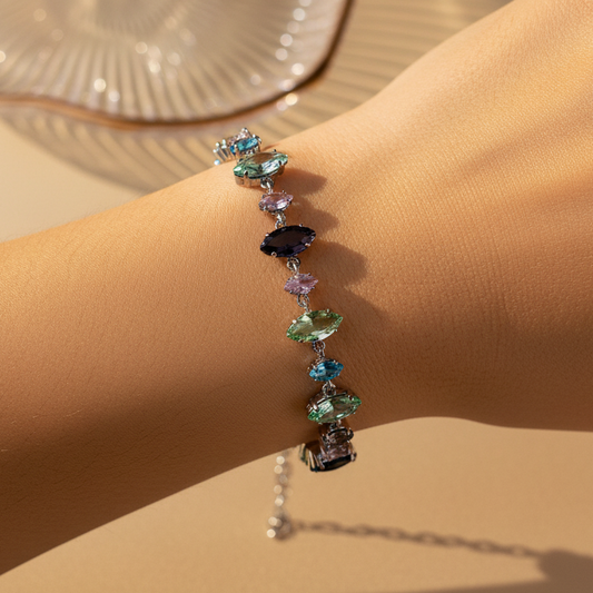 Multicolor Stone Chain Bracelet