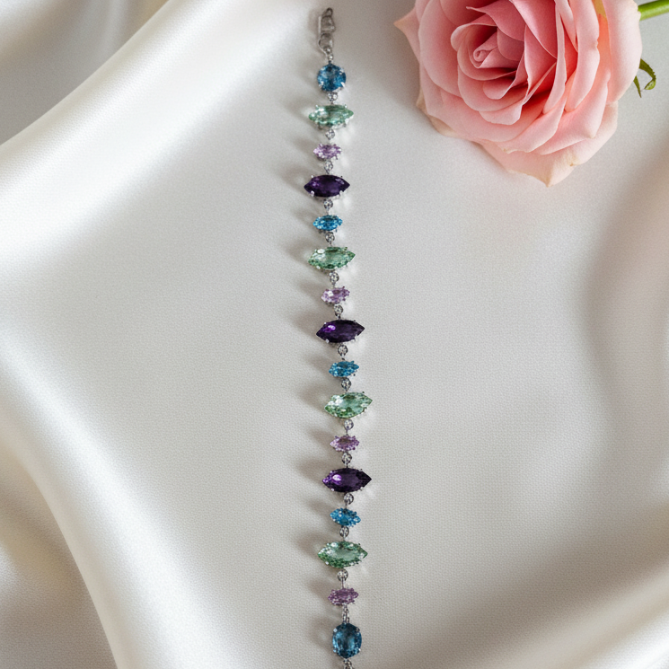 Multicolor Stone Chain Bracelet