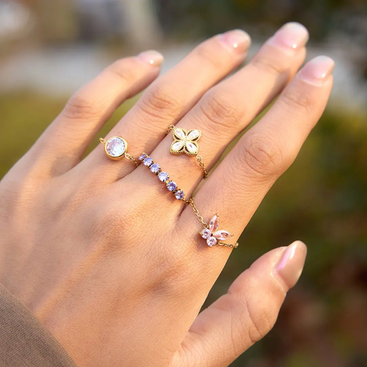 Pink Butterfly Chain Ring