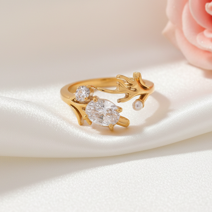 Branch Pearl Diamond Ring