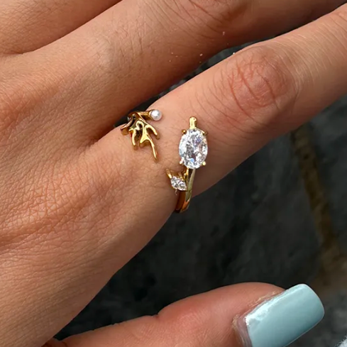 Branch Pearl Diamond Ring