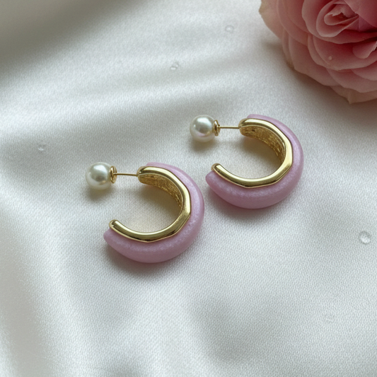 Pearl Back Pink Earrings