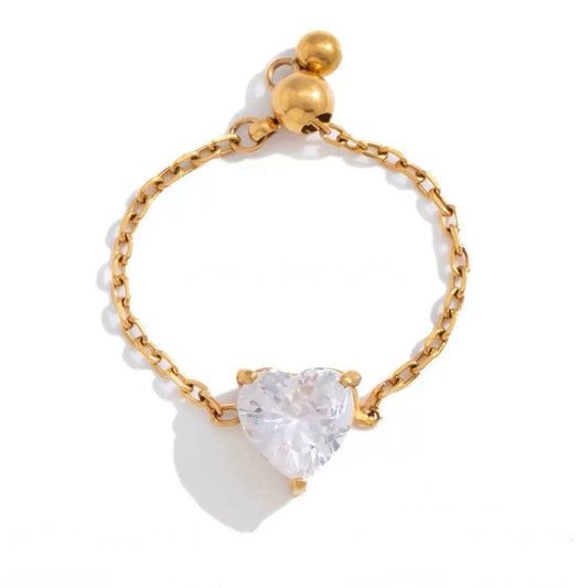 Sweetheart Diamond Chain Ring
