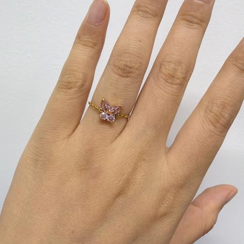 Pink Butterfly Chain Ring