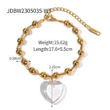 Crystal Heart with Gold Chain Bracelet
