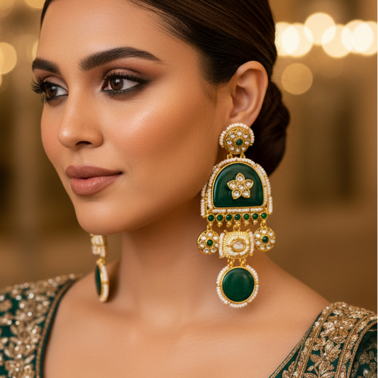 Green Stone Dangler Earrings