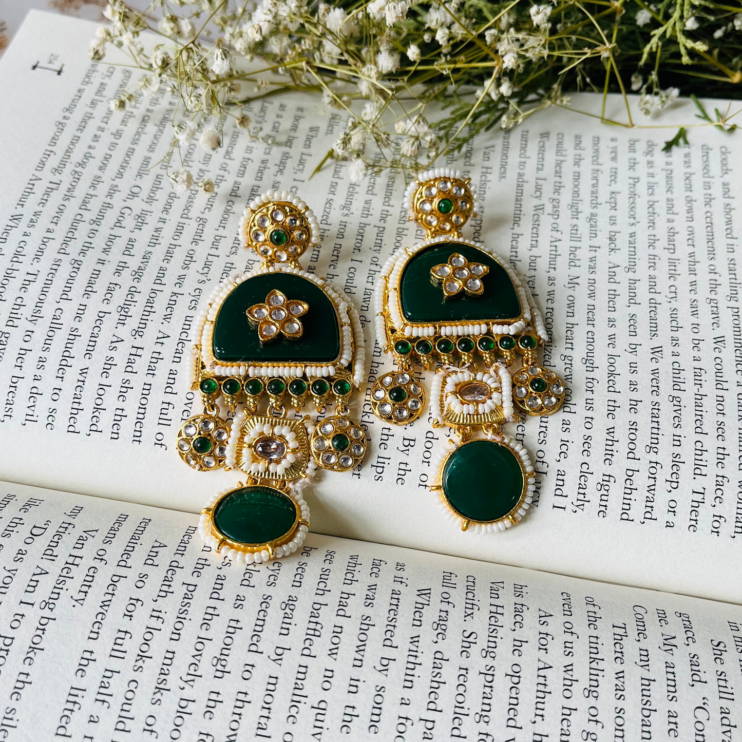 Green Stone Dangler Earrings