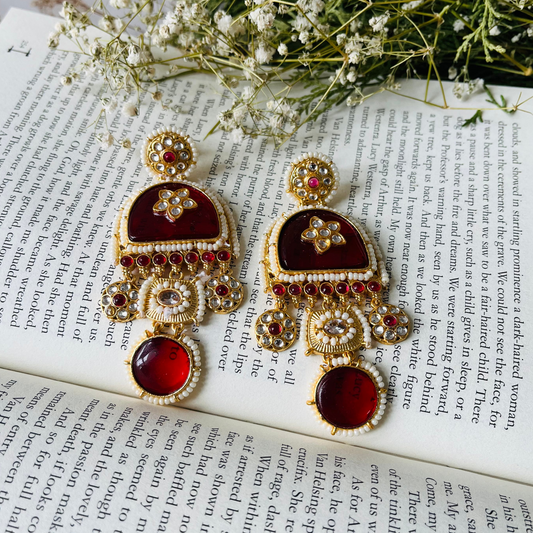 Red Stone Dangler Earrings