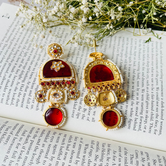 Red Stone Dangler Earrings