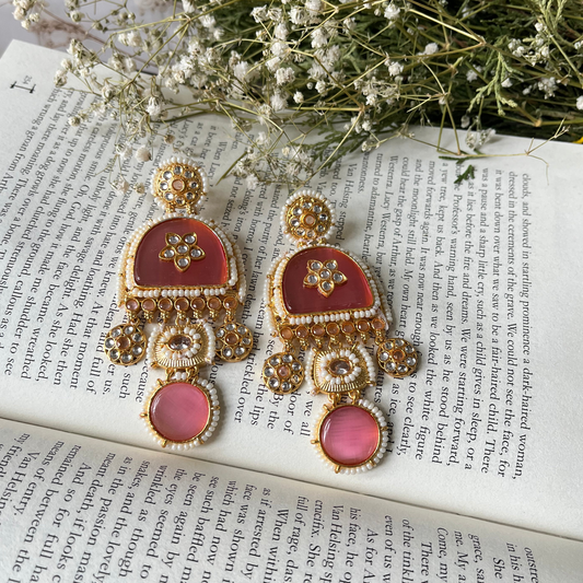 Pink Stone Dangler Earrings