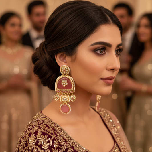 Pink Stone Dangler Earrings