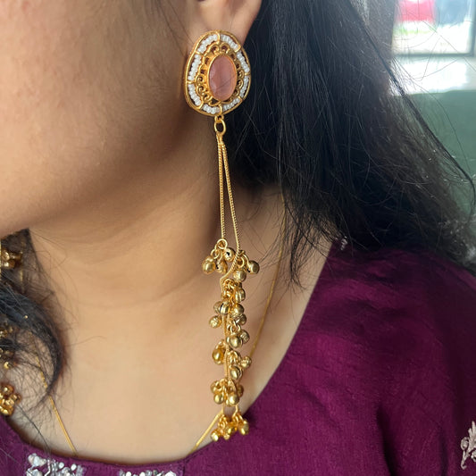 Stone Ghungroo Kashmiri Earrings