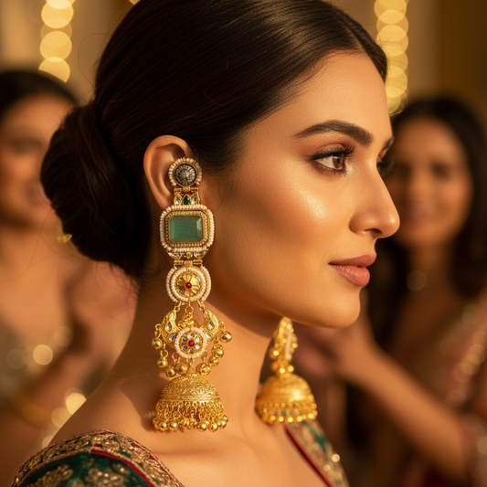 Statement Ghungroo Kashmiri Jhumka Earrings