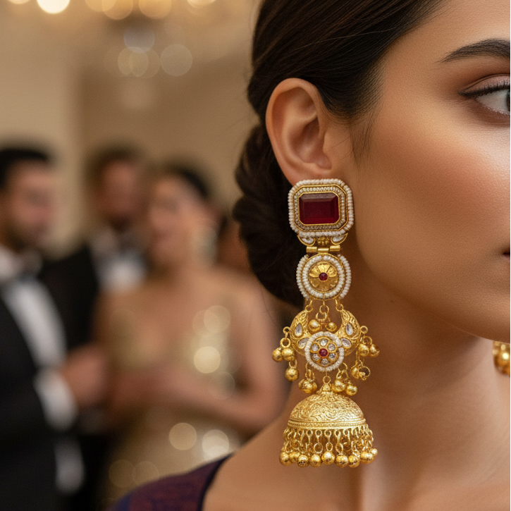 Statement Ghungroo Kashmiri Jhumka Earrings