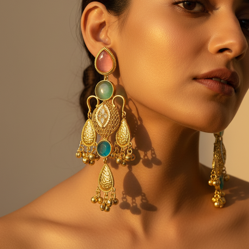 Stone Thappa Kashimiri Earrings