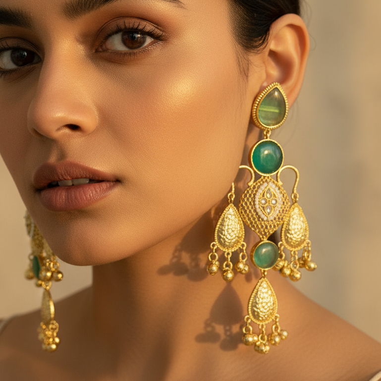 Stone Thappa Kashimiri Earrings