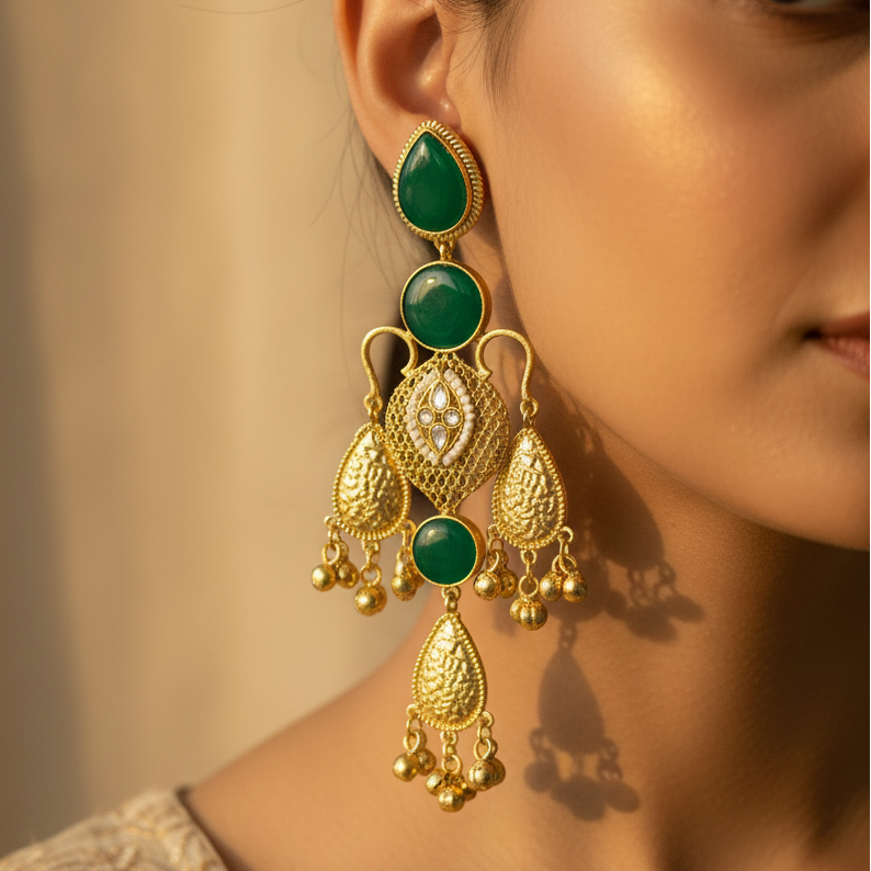 Stone Thappa Kashimiri Earrings