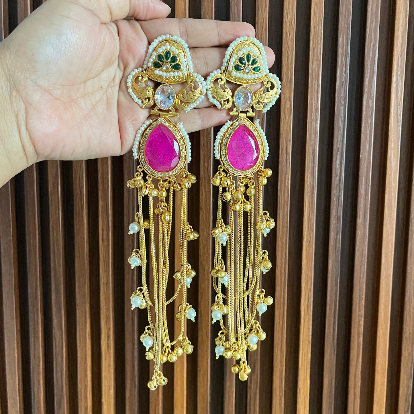 Stone Ghungroo Kashimiri Earrings