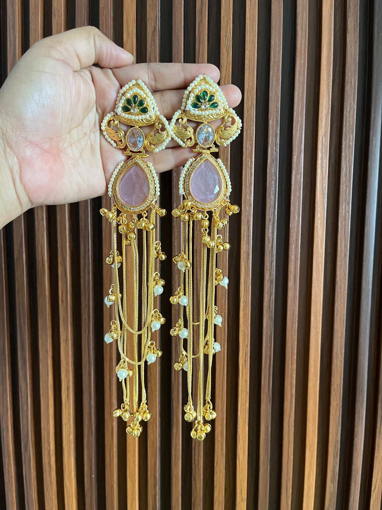 Stone Ghungroo Kashimiri Earrings