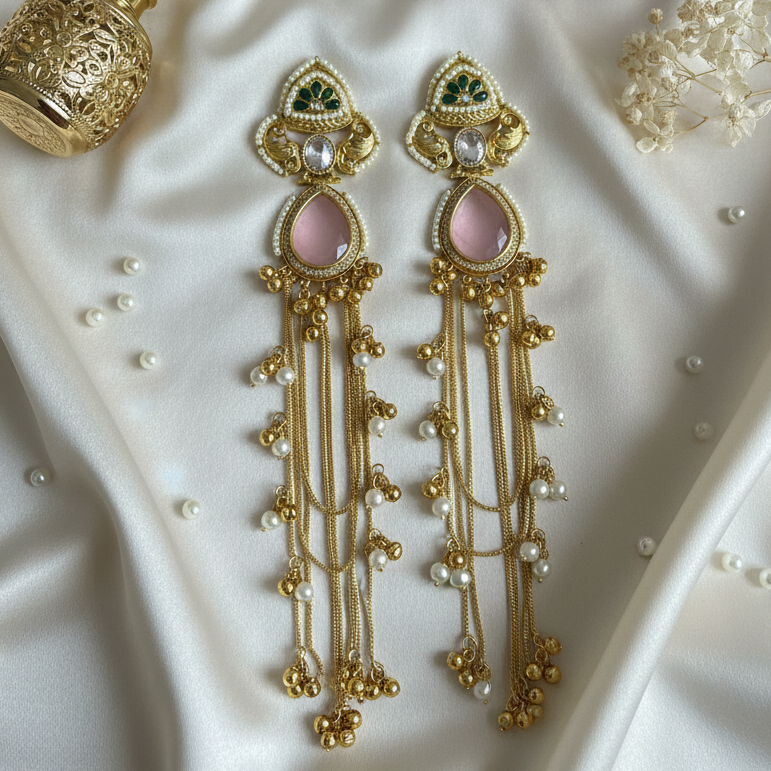 Stone Ghungroo Kashimiri Earrings