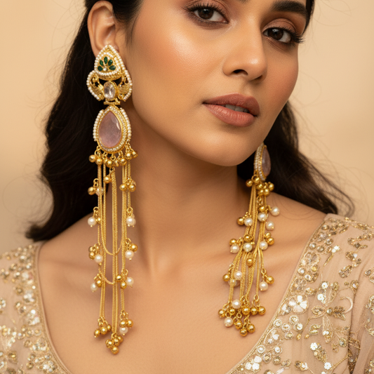 Stone Ghungroo Kashimiri Earrings