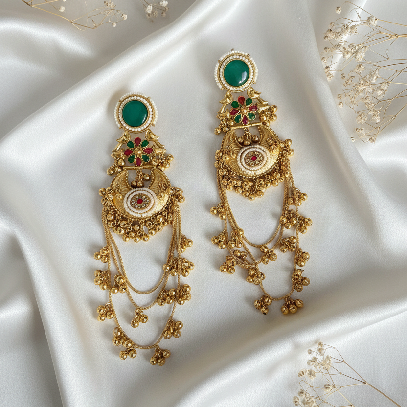 Mint Chand Kashimiri Earrings